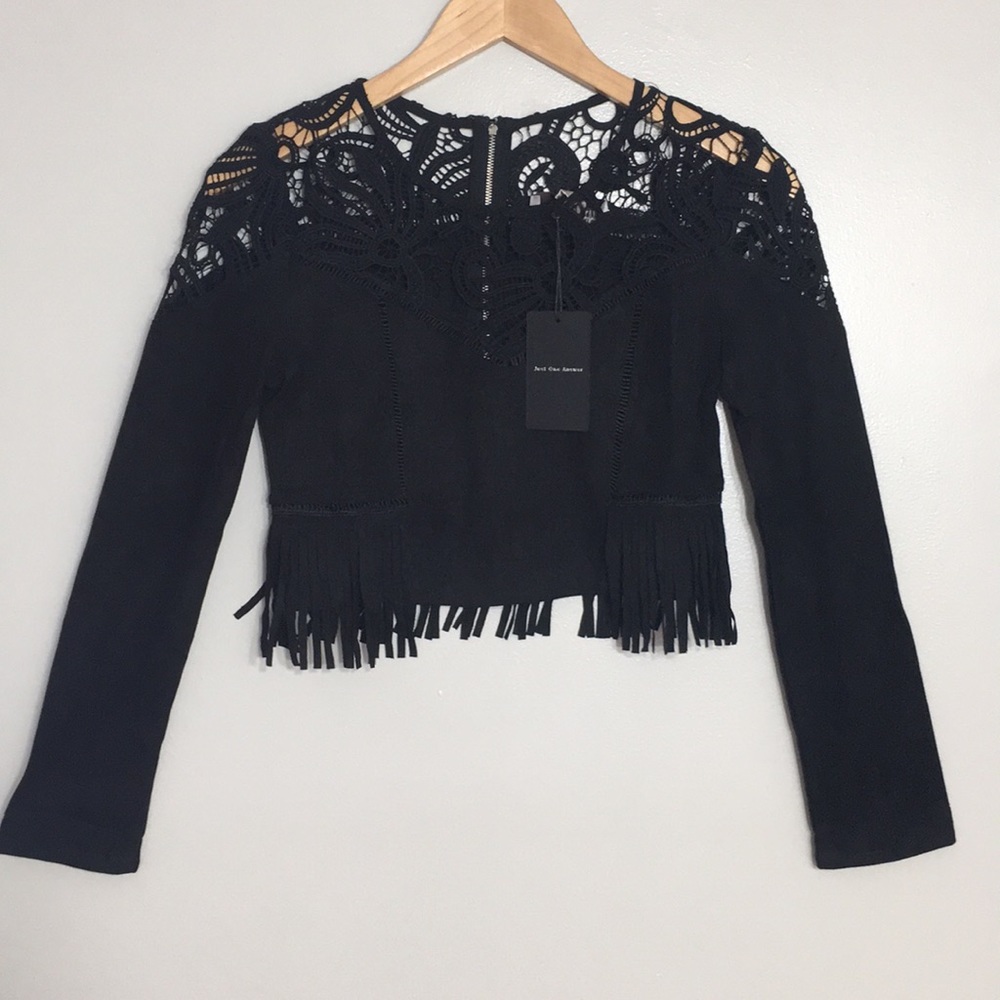 JOA Swayed By The Lace Crop Top
